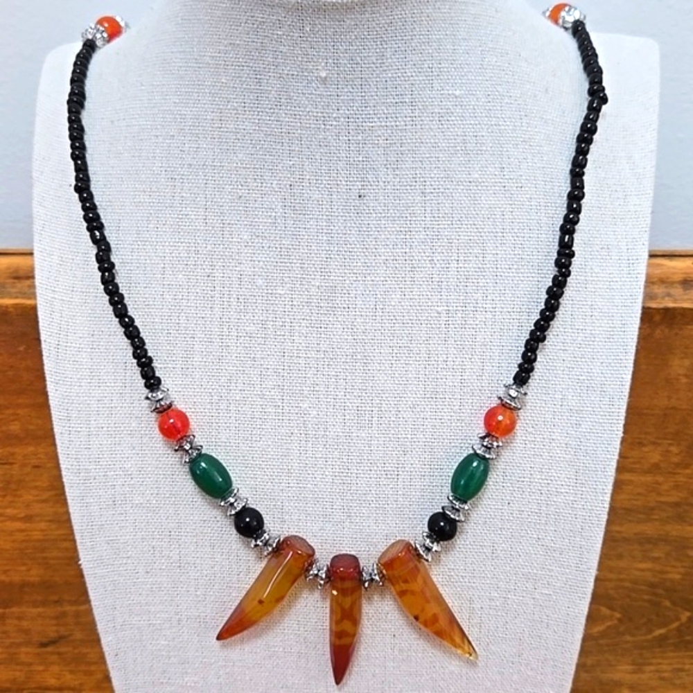 Agate & Glass Bead Necklace